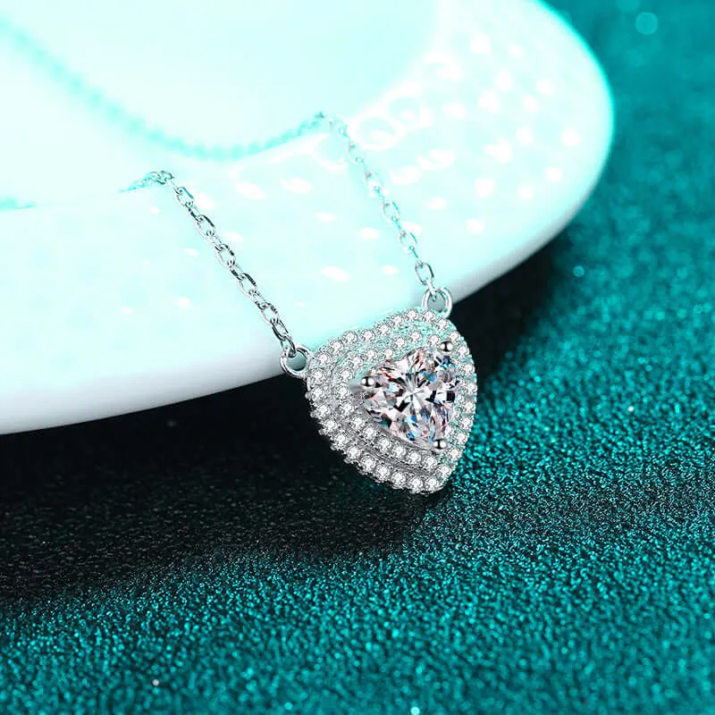 Love Heart Moissanite Necklace for Women