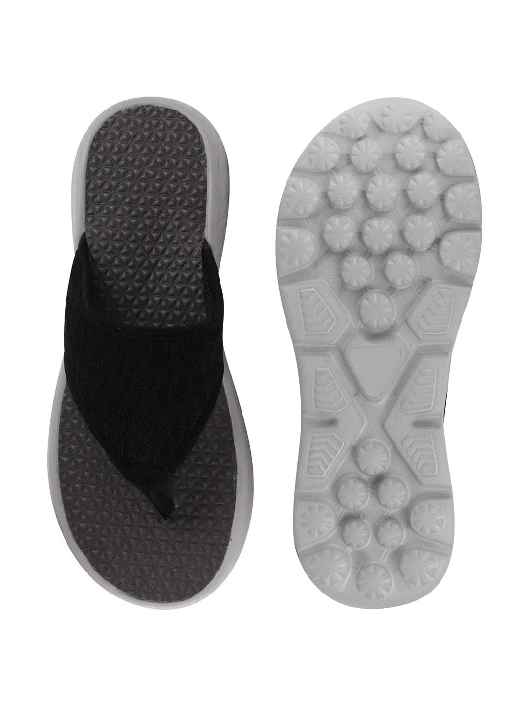 Men Black Casual Slip-On Flip-Flops