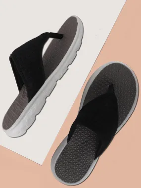 Men Black Casual Slip-On Flip-Flops