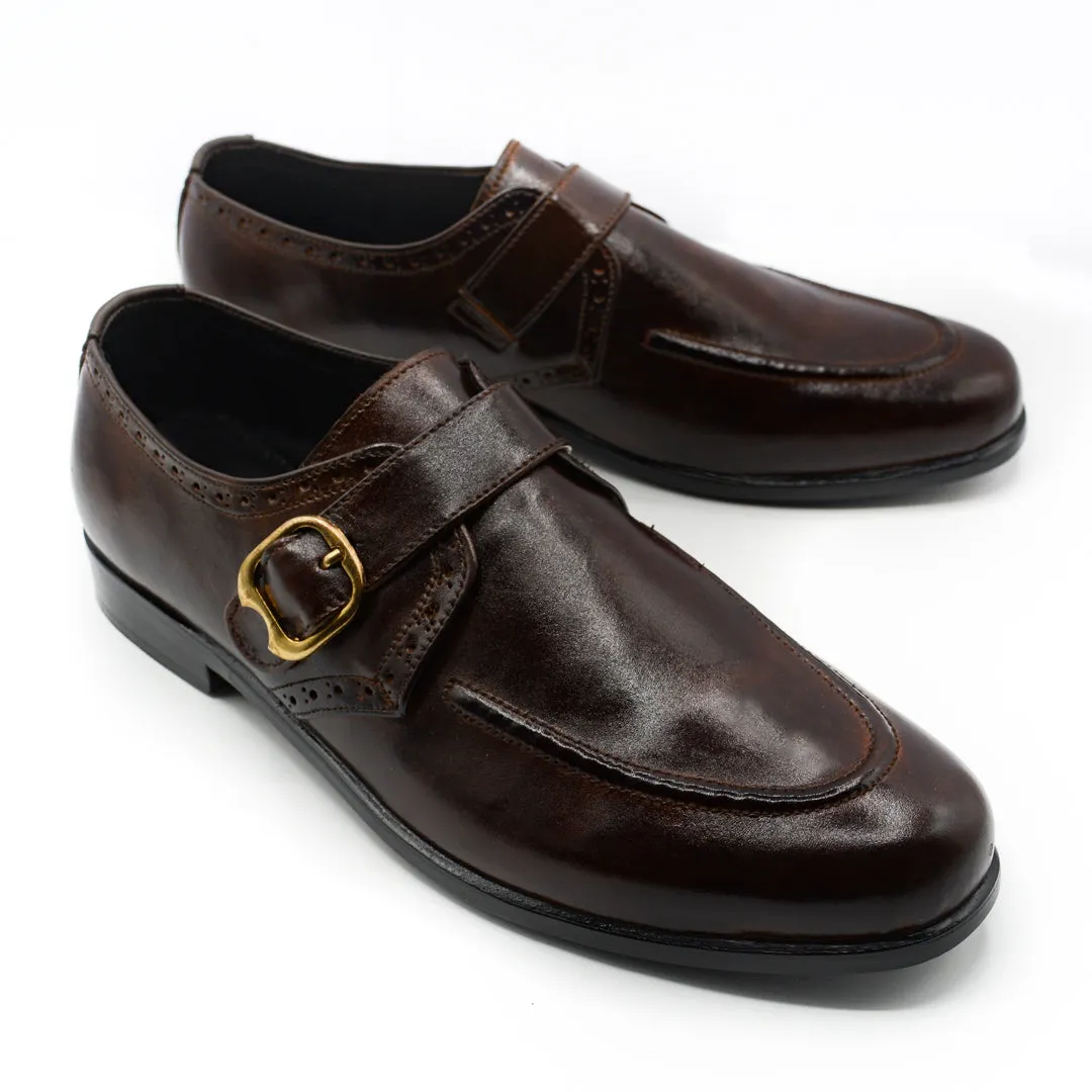 Brown Leather Monk Executive Shoes