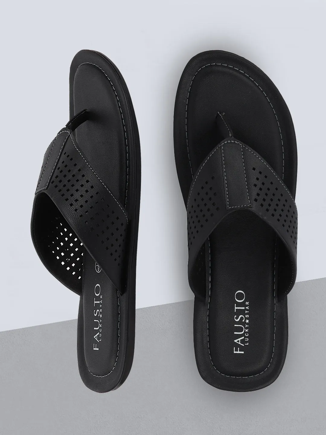 Men Black Indoor & Outdoor Slippers