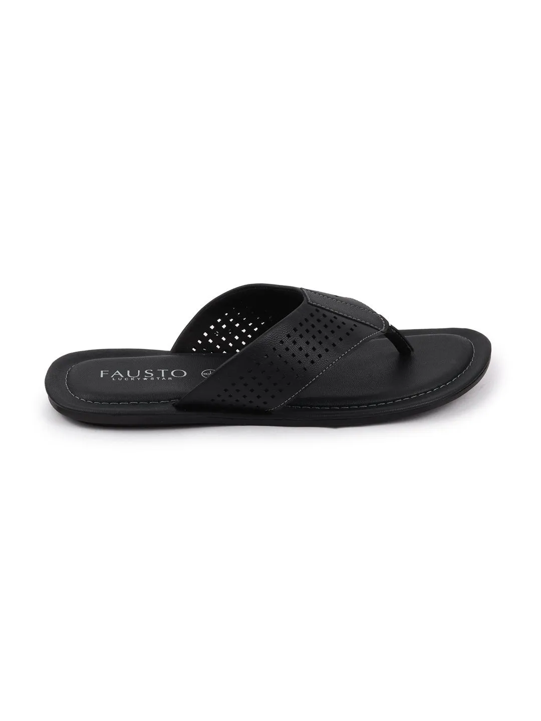 Men Black Indoor & Outdoor Slippers