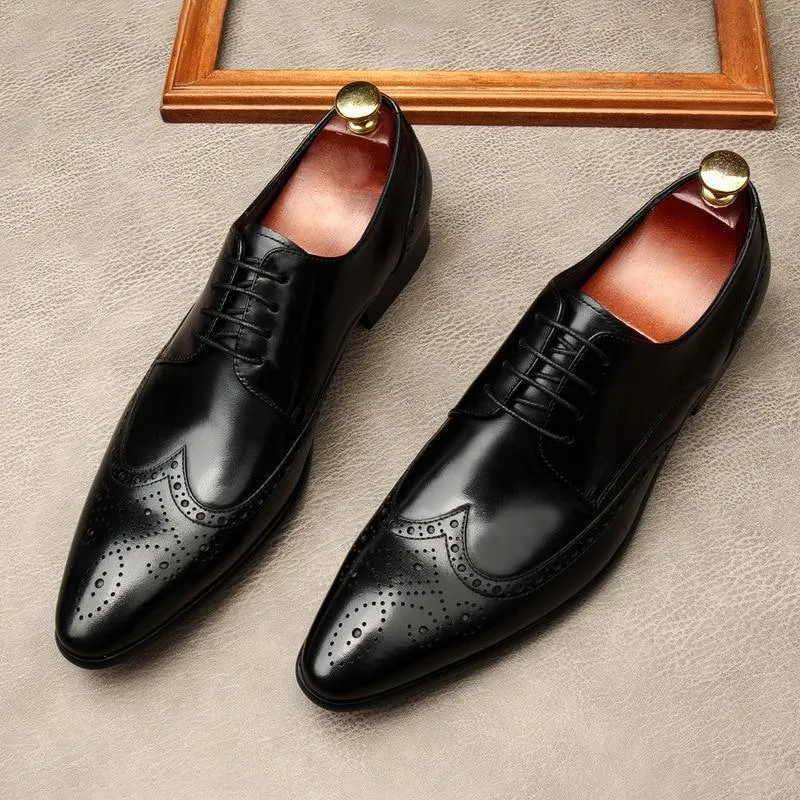 Men  Dress Shoes -  Edgardo Oxford Leather Shoes