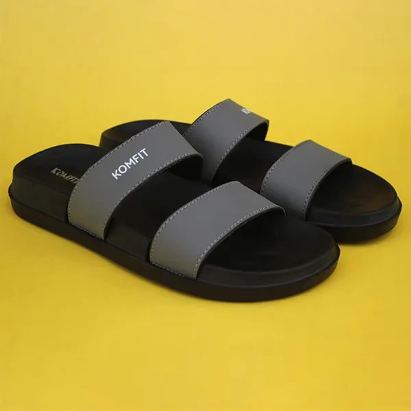 Grey Double Strap Slippers for men