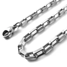 Men's 1.5mm Wide Stainless Steel Necklace Chain Link Silver Tone Rectangular Box 14~40 Inch