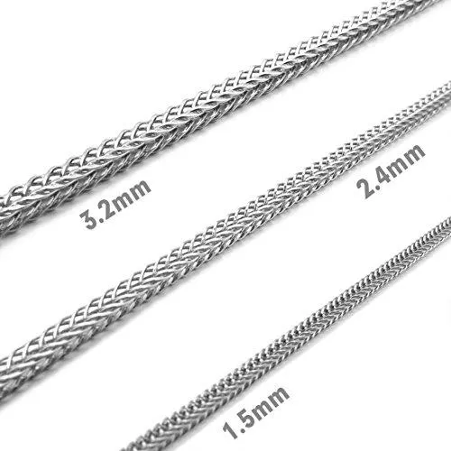 Men's 3.2mm Wide Stainless Steel Necklace Twist Wheat Chain Link Silver Tone 14~40 Inch