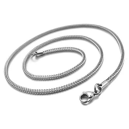 Men's 3.2mm Wide Stainless Steel Necklace Twist Wheat Chain Link Silver Tone 14~40 Inch