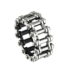 Men's 316L Stainless Steel Bike Motorcycle Chain Link Ring Silver