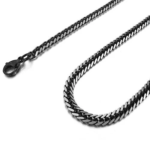 Men's 3.5mm Wide Stainless Steel Necklace Curb Chain Link Black 14~40 Inch