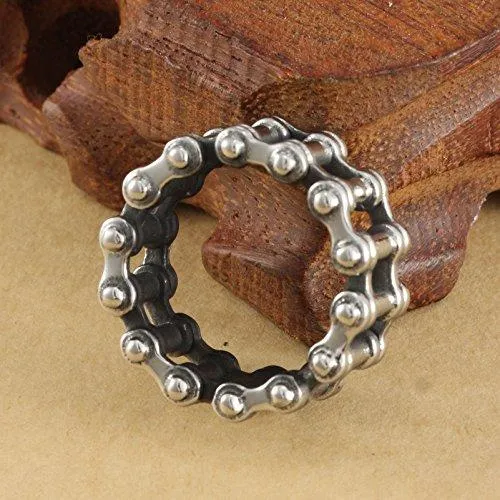 Men's 316L Stainless Steel Bike Motorcycle Chain Link Ring Silver