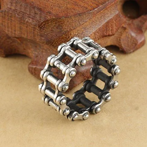 Men's 316L Stainless Steel Bike Motorcycle Chain Link Ring Silver