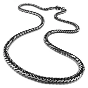 Men's 3.5mm Wide Stainless Steel Necklace Curb Chain Link Black 14~40 Inch