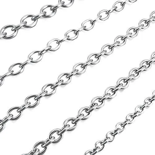 Men's 5mm Wide Stainless Steel Necklace Cable O Chain Link Silver Tone 14~40 Inch