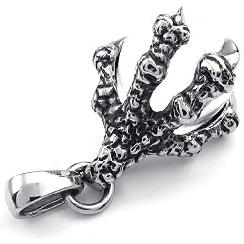 Men's Biker Gothic Dragon Claw Stainless Steel Pendant Necklace