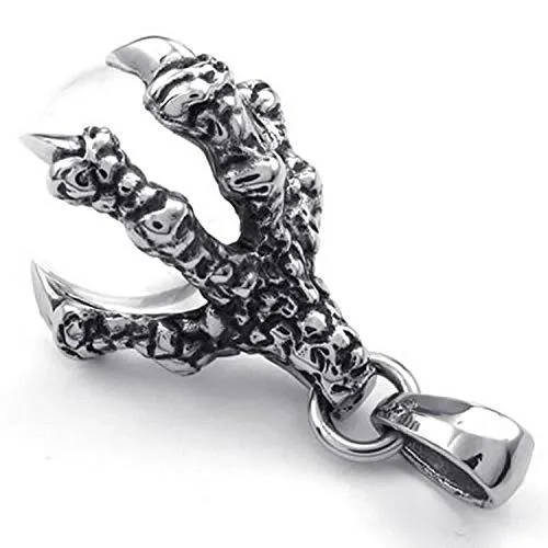 Men's Biker Gothic Dragon Claw Stainless Steel Pendant Necklace