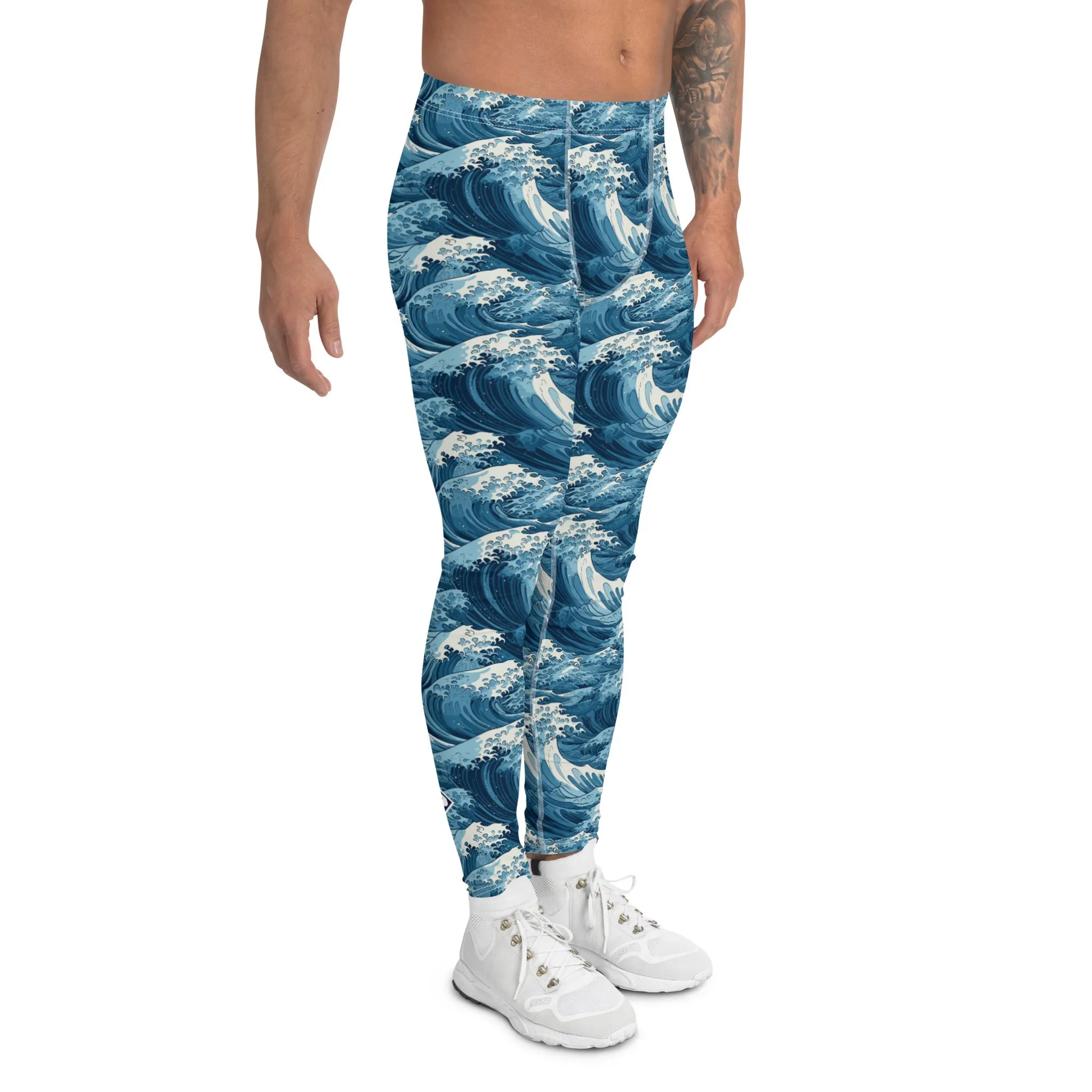 Men's Athletic Leggings - The Great Wave Off Kanagawa 001