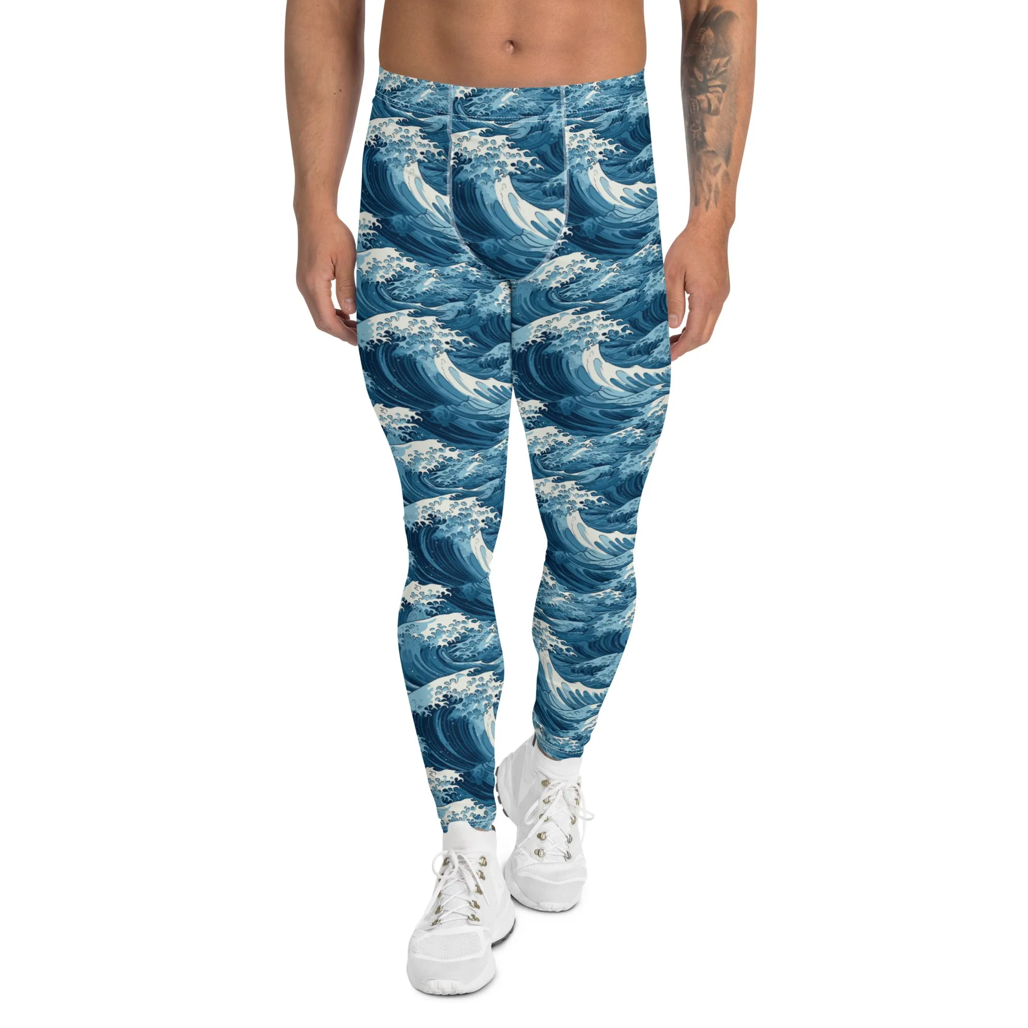 Men's Athletic Leggings - The Great Wave Off Kanagawa 001