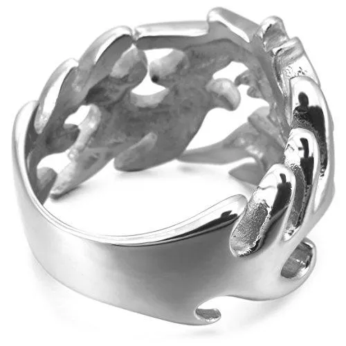 Men's Stainless Steel Ring Silver Tone Dragon Tribal