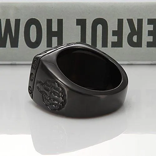 Men's Stainless Steel Vintage FTW Biker Ring,Black