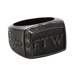 Men's Stainless Steel Vintage FTW Biker Ring,Black