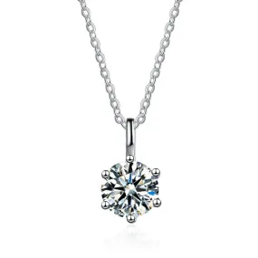 Moissanite Classic Six Claw Solitaire Necklace