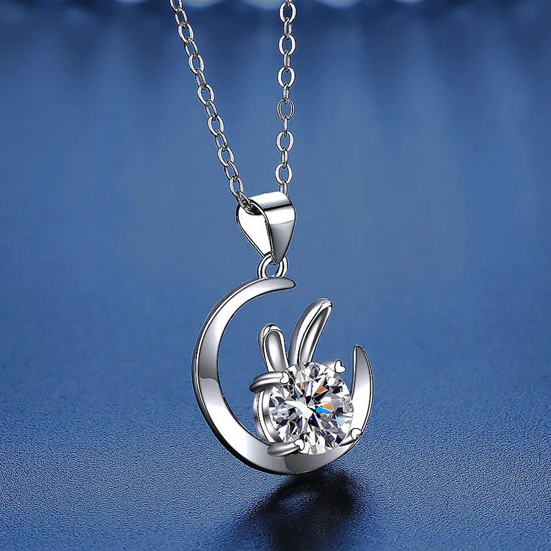 Moon Rabbit Moissanite Necklace