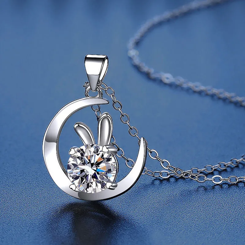 Moon Rabbit Moissanite Necklace