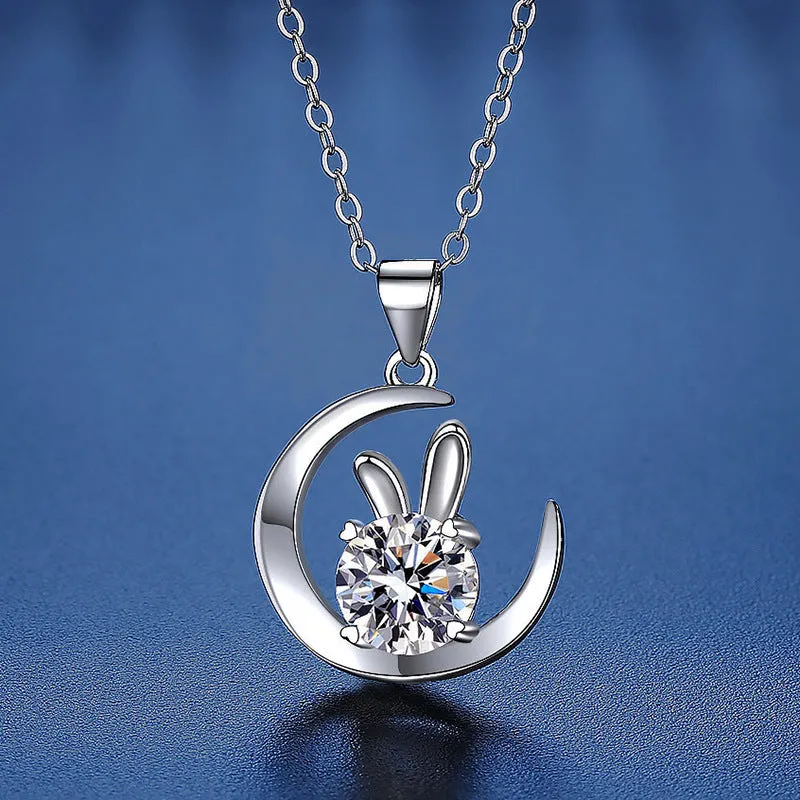 Moon Rabbit Moissanite Necklace