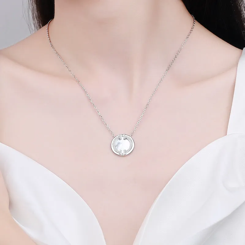 Mother of Pearl Smile Moissanite Necklace