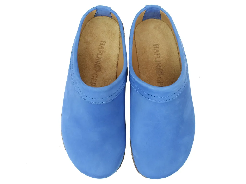 Haflinger Leather Clogs Malmo Blue