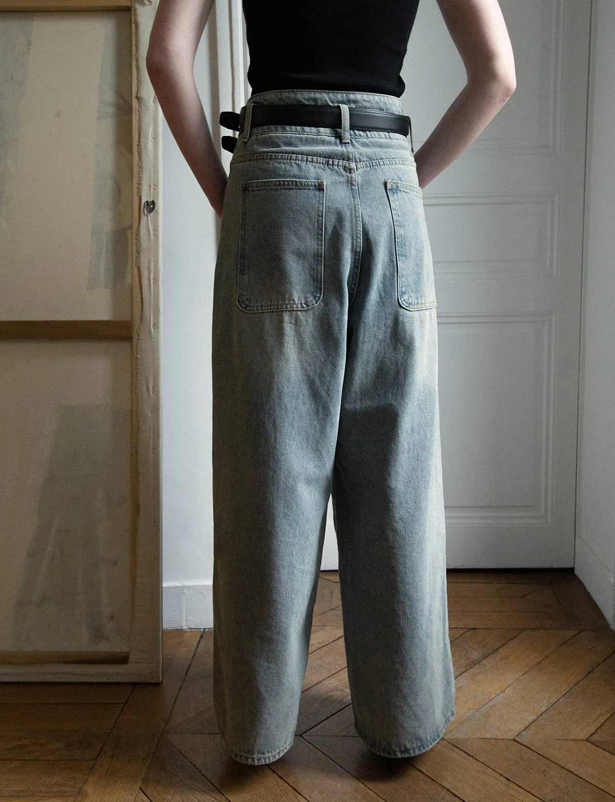 Double Waist Wide Leg Jeans