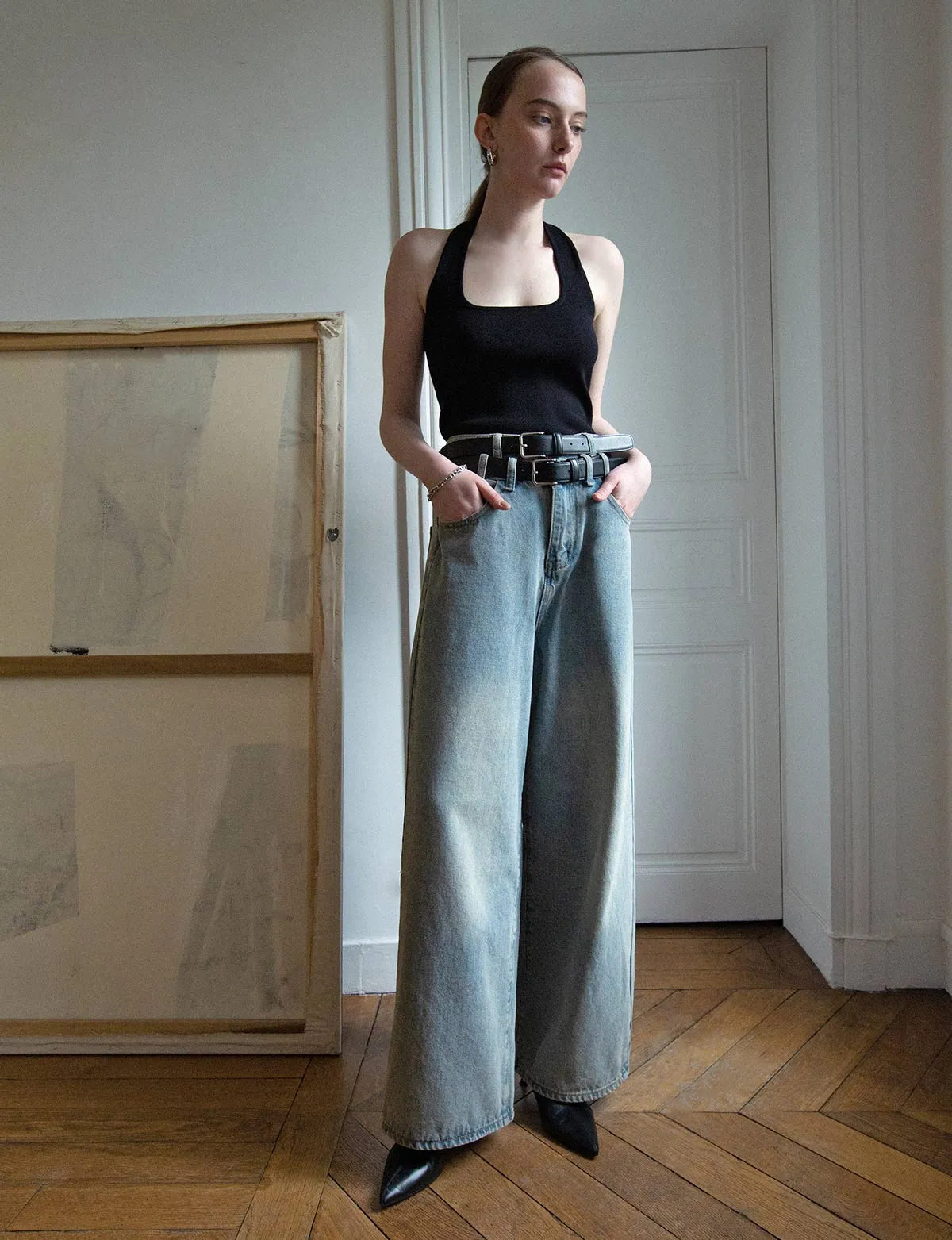 Double Waist Wide Leg Jeans