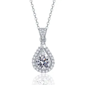 Pear Shaped Drop Moissanite Pendant Necklace