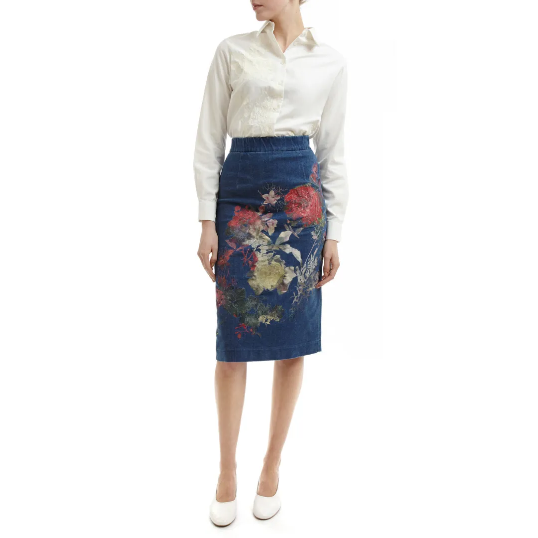 BETSY EMBROIDERED DENIM SKIRT