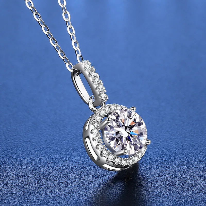 Round Cap Moissan Diamond Necklace