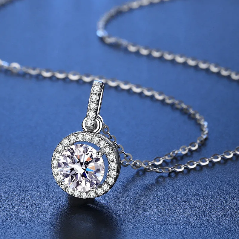 Round Cap Moissan Diamond Necklace