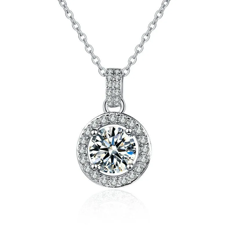 Round Pack One Carat Moissanite Pendant Necklace