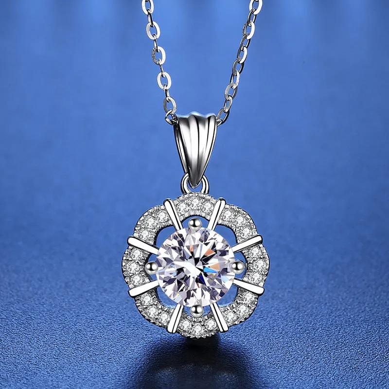 Round Wrapped Flower Ball Moissanite Necklace