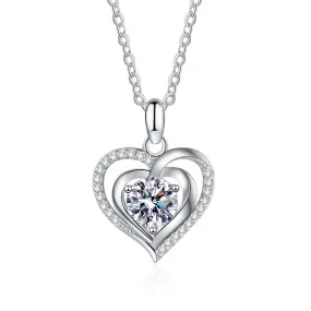 S925 Silver Ocean Heart Moissanite Necklace