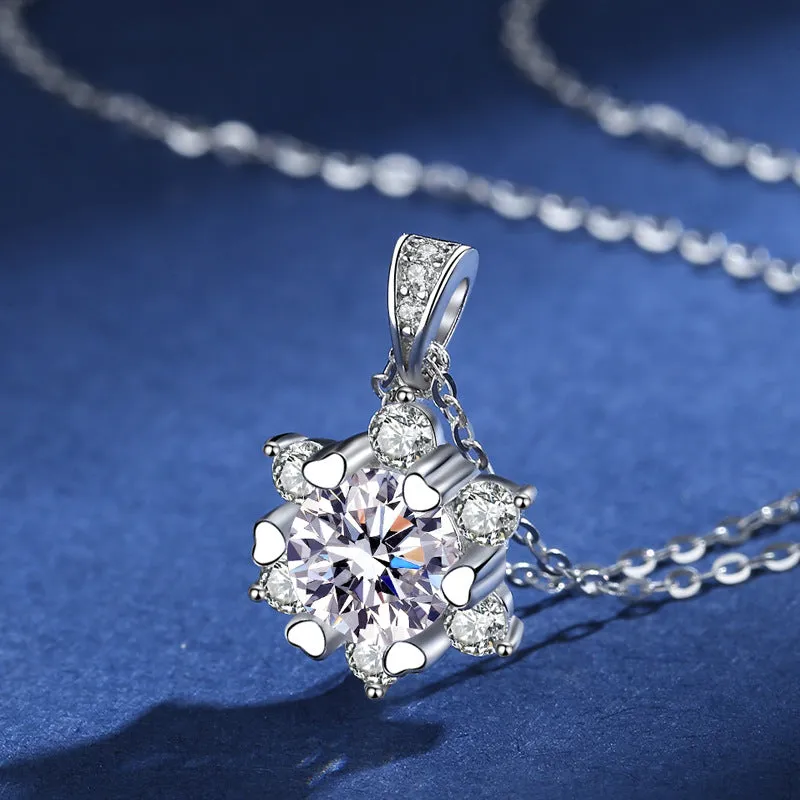 S925 Silver Snowflake Romantic Moissanite Necklace