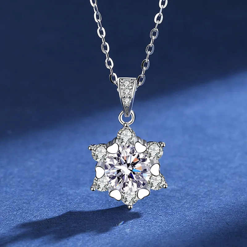 S925 Silver Snowflake Romantic Moissanite Necklace