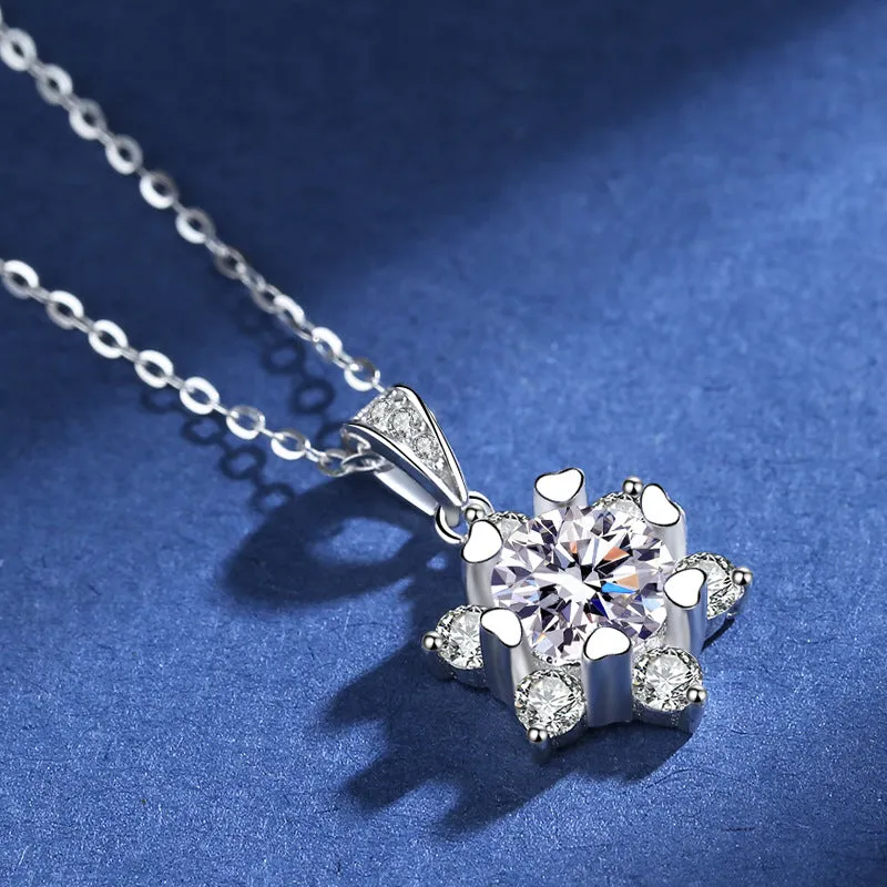 S925 Silver Snowflake Romantic Moissanite Necklace