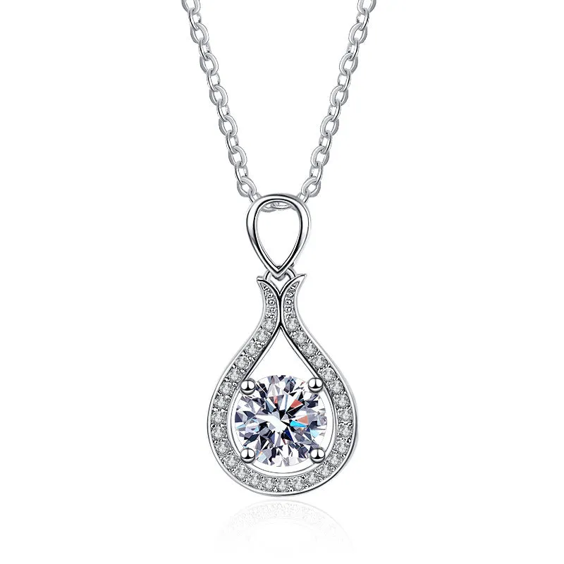 S925 Sterling Silver Drop Moissanite Necklace