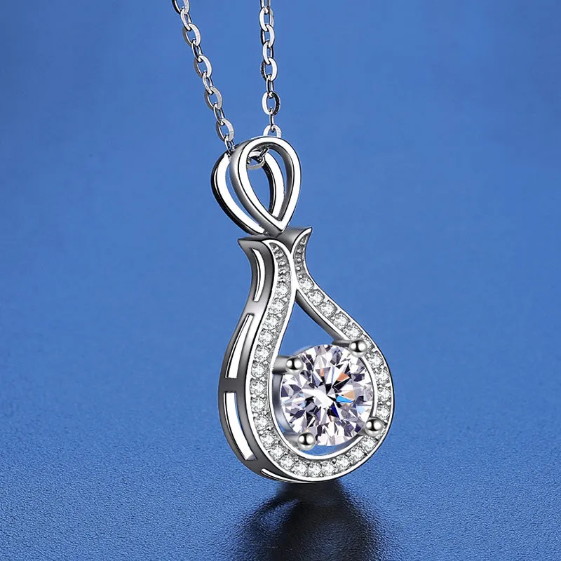 S925 Sterling Silver Drop Moissanite Necklace