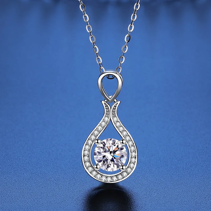 S925 Sterling Silver Drop Moissanite Necklace