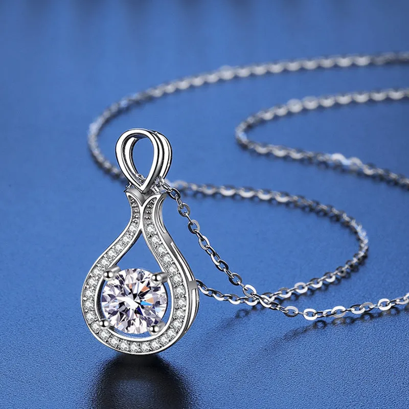 S925 Sterling Silver Drop Moissanite Necklace