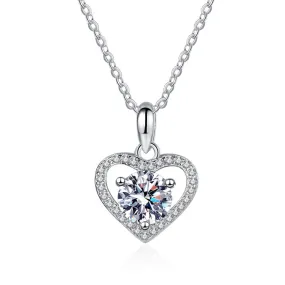 S925 Sterling Silver Moissanite Heart Necklace