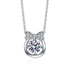 S925 Sterling Silver Ribbon Moissanite Necklace