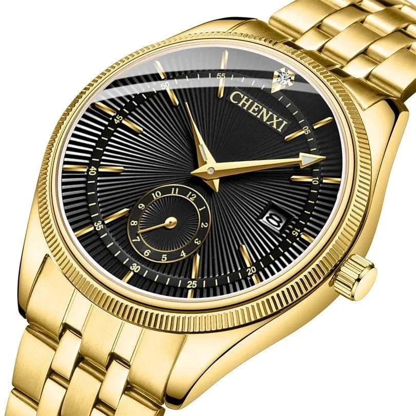 069A Simple Watch - Golden Quartz Wristwatch for Men