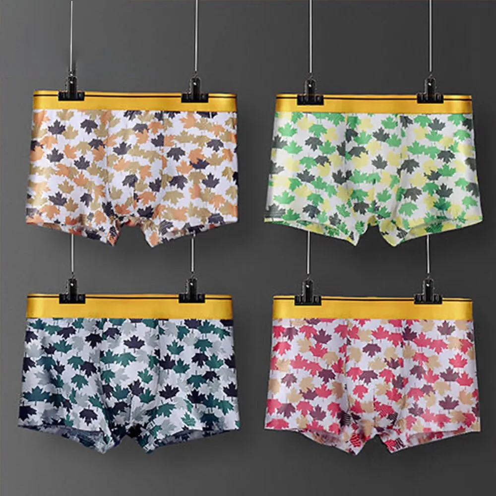 Cotton Print Mid Waist Underwear Men Boxershorts